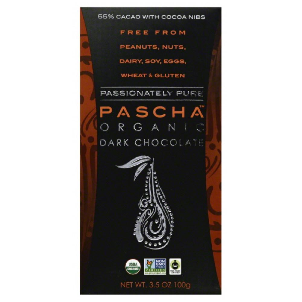 Pascha 55% Cacao with Cocoa Nibs Organic Dark Chocolate, 3.5 Oz (Pack of 10)