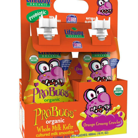 Lifeway ProBugs Orange Creamy Crawler, 4 Oz (Pack of 24)