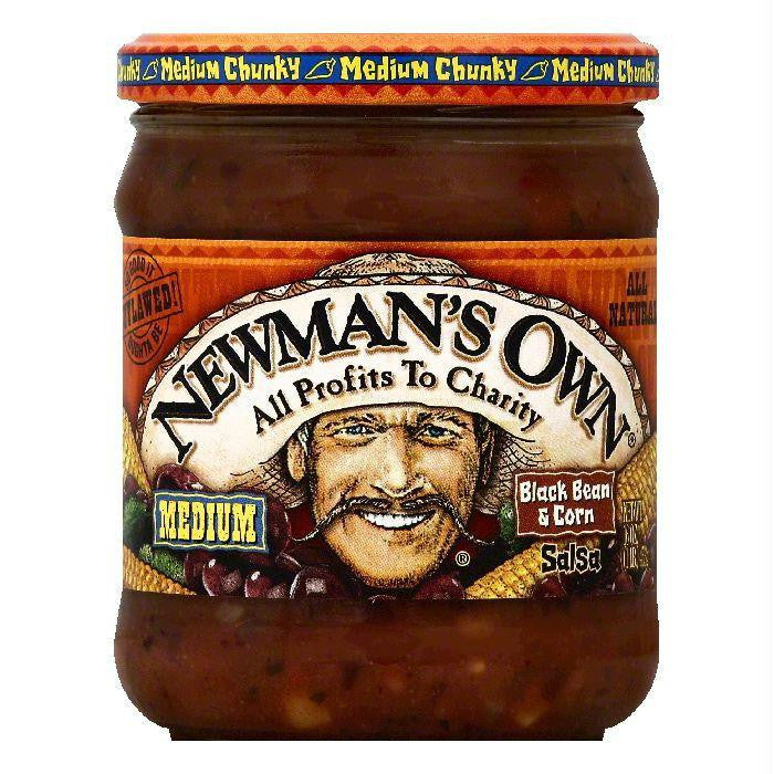 Newmans Own Medium Chunky Black Bean & Corn Salsa, 16 OZ (Pack of 12)