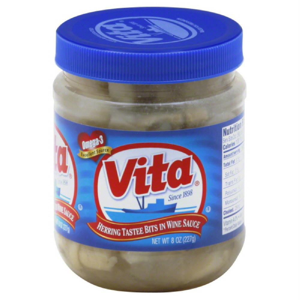 Vita Tastee Bits Herring in Wine Sauce, 8 Oz (Pack of 12)