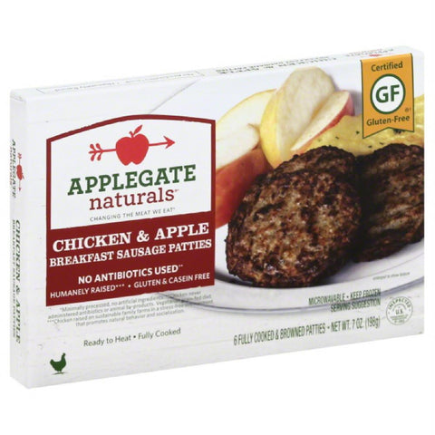 Applegate Chicken & Apple Breakfast Sausage Patties, 7 Oz (Pack of 12)