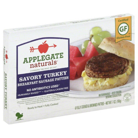 Applegate Savory Turkey Breakfast Sausage Patties, 7 Oz (Pack of 12)