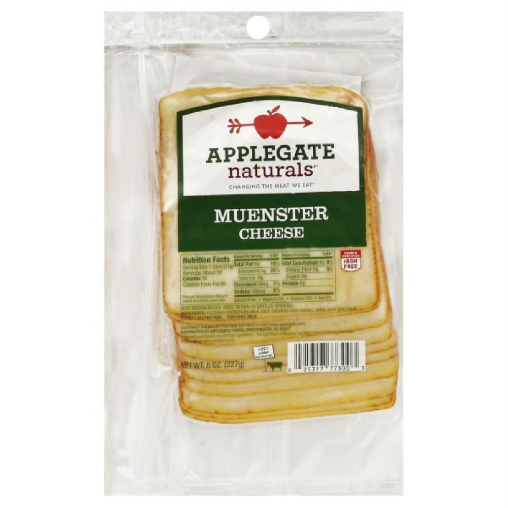 Applegate Muenster Cheese Slices, 8 Oz (Pack of 12)