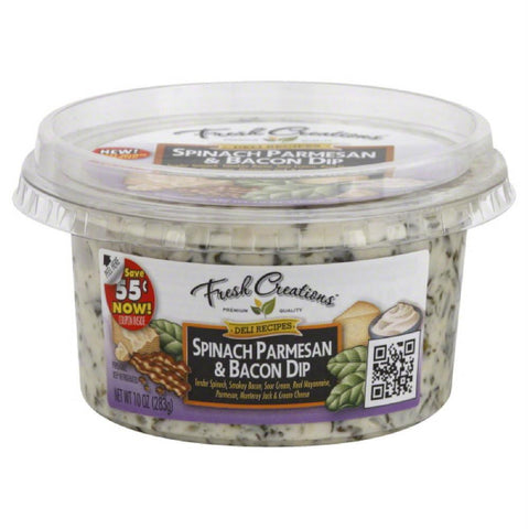 Fresh Creations Spinach Parmesan & Bacon Dip, 10 Oz (Pack of 6)