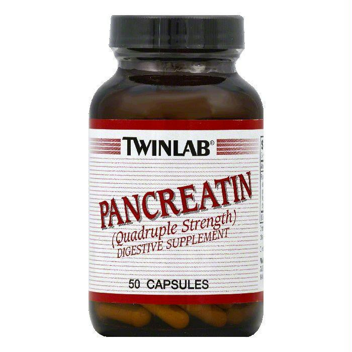 TwinLab Capsules Quadruple Strength Pancreatin, 50 ea