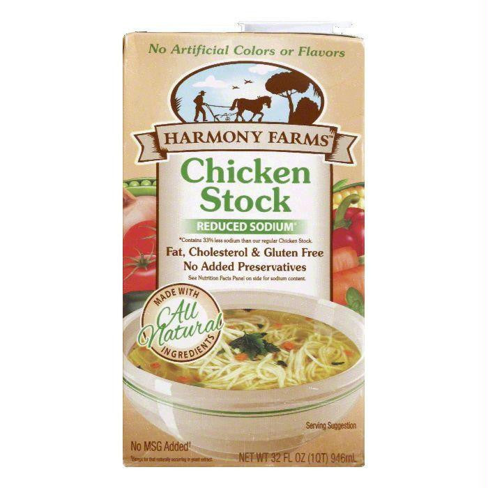 Harmony Farms Reduced Sodium Chicken Stock, 32 FO (Pack of 12)