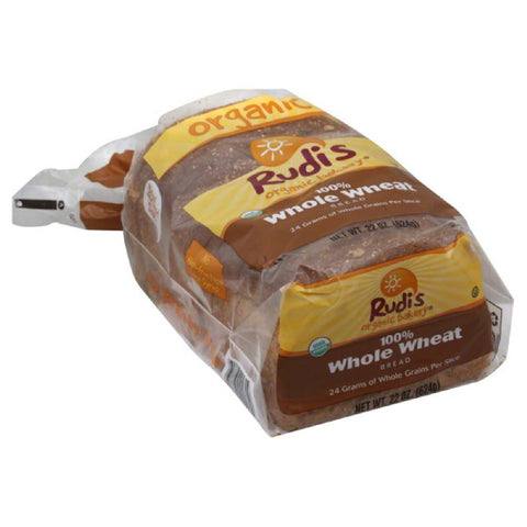 Rudis 100% Whole Wheat Bread, 22 Oz (Pack of 8)