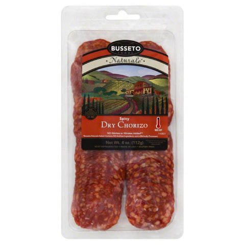 Busseto Med Hot Spicy Dry Chorizo, 4 Oz (Pack of 12)