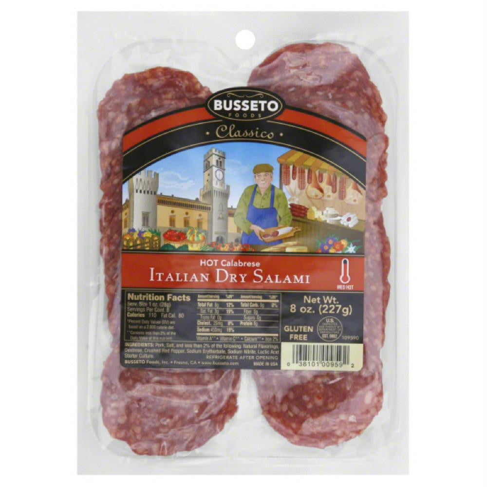 Busseto Medium Hot Hot Calabrese Italian Dry Salami, 8 Oz (Pack of 12)