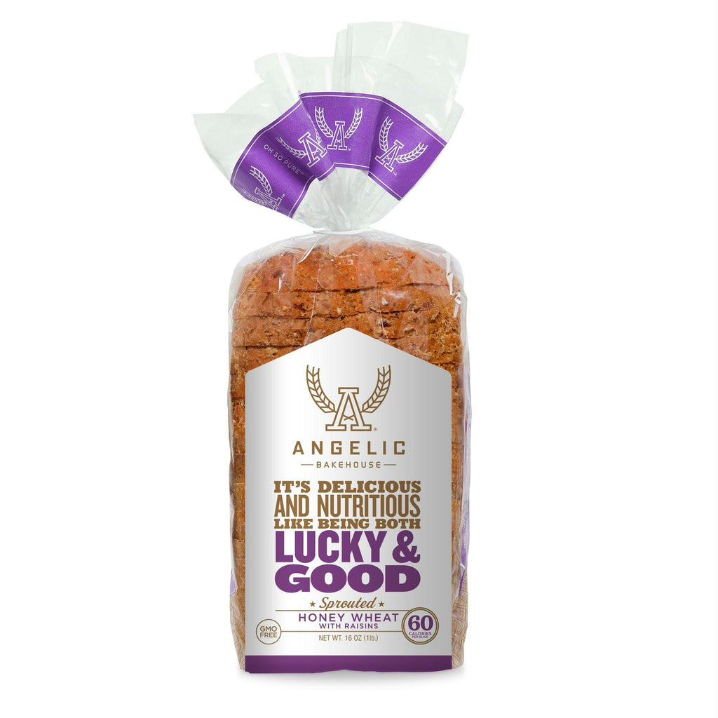 Angelic Bakehouse Honey Wheat with Raisins Sprouted Bread, 16 Oz (Pack of 8)