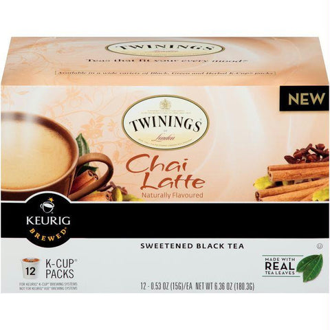 Twinings of London Chai Latte Sweetened Black Tea, 12 K-Cup Packs (Pack of 6)