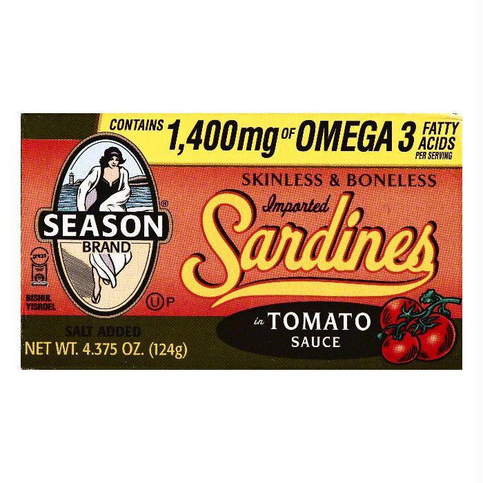 Season in Tomato Sauce Sardines, 4.375 OZ (Pack of 12)