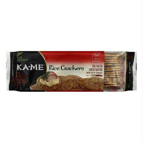 Ka Me Black Sesame and Soy Sauce Rice Crackers, 3.5 OZ (Pack of 12)