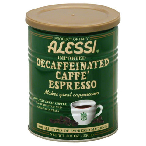 Alessi Decaffeinated Caffe Espresso 100% Pure Coffee, 8.8 Fo (Pack of 6)