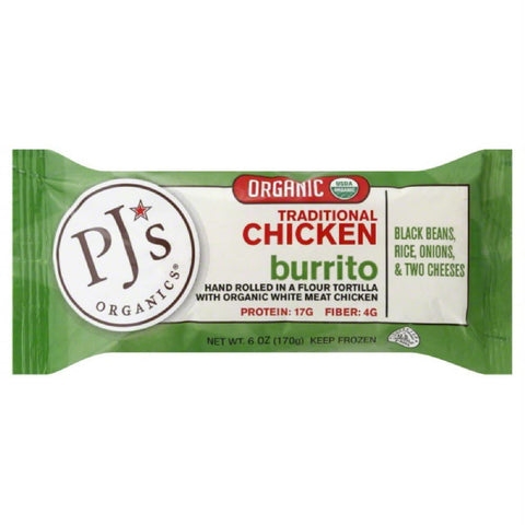 PJs Organics Traditional Chicken Organic Burrito, 6 Oz (Pack of 12)