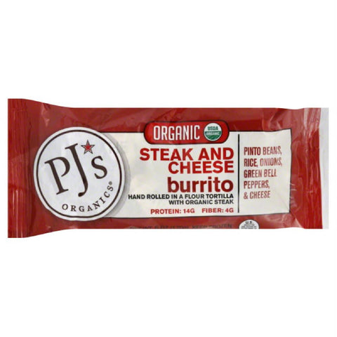 PJs Organics Steak and Cheese Organic Burritos, 6 Oz (Pack of 12)