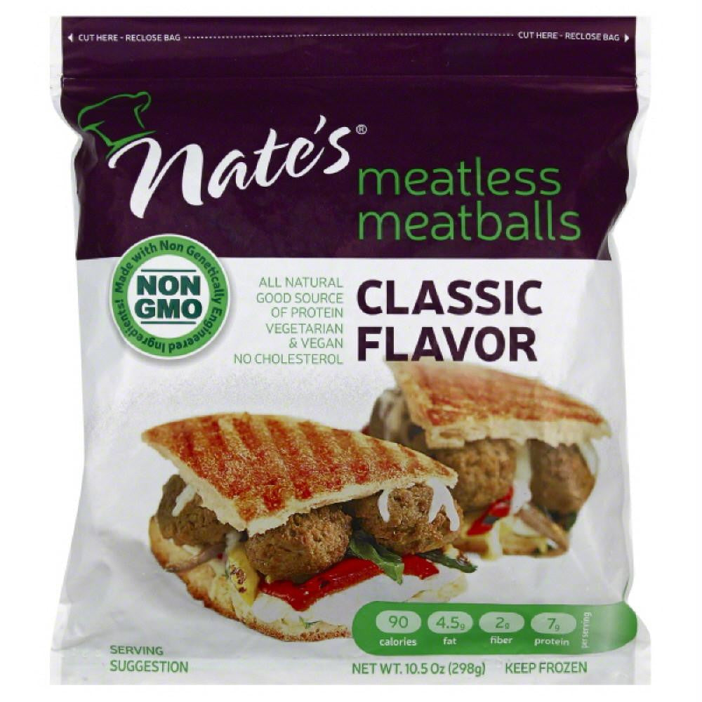 Nates Classic Flavor Meatless Meatballs, 10.5 Oz (Pack of 12)