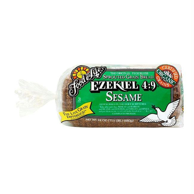 Food For Life Organic Ezekiel 4:9 Sprouted Whole Grain Sesame Bread, 24 Oz (Pack of 6)