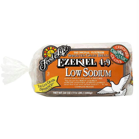 Food For Life Organic Ezekiel 4:9 Low Sodium Sprouted Whole Grain Bread, 24 Oz (Pack of 6)