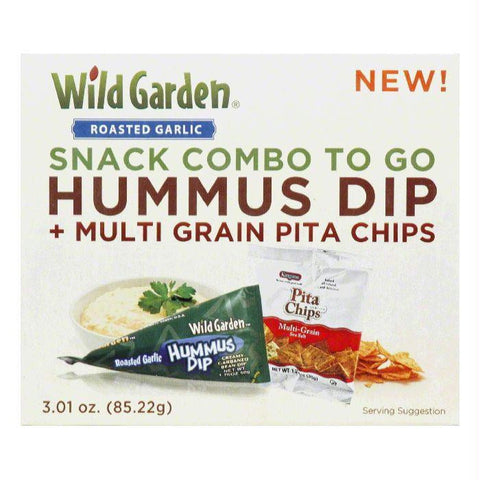 Wild Garden Garlic & Pita Chips Hummus, 3.01 OZ (Pack of 6)