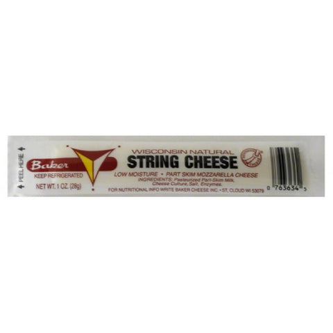 Baker Part Skim Mozzarella String Cheese, 1 Oz (Pack of 24)