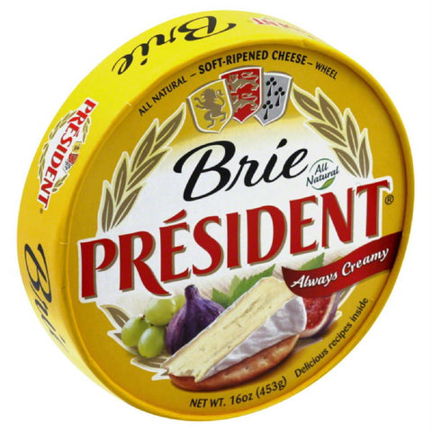 President Brie Soft-Ripened Cheese Wheel, 16 Oz (Pack of 6)