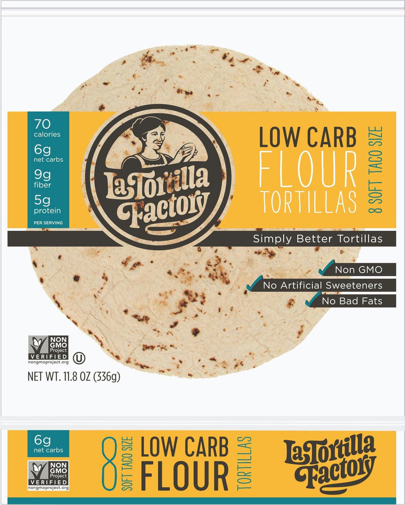 La Tortilla Factory Low Carb, High Fiber Tortillas, Traditional Flour, 8 Ea(Pack of 14)