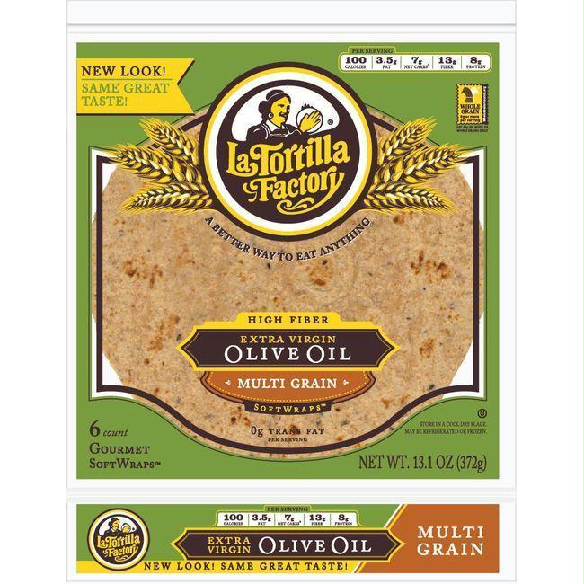 La Tortilla Factory Extra Virgin Olive Oil SoftWraps, Multi Grain, 6 Ea(Pack of 14)