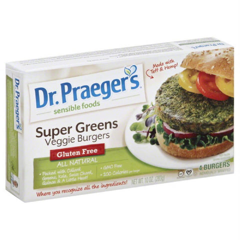 Dr Praegers Super Greens Veggie Burgers, 10 Oz (Pack of 12)