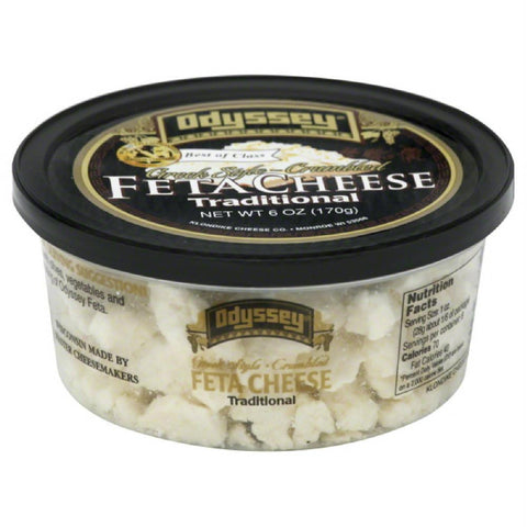 Odyssey Traditional Greek Style Feta Crumbled Cheese, 6 Oz (Pack of 12)