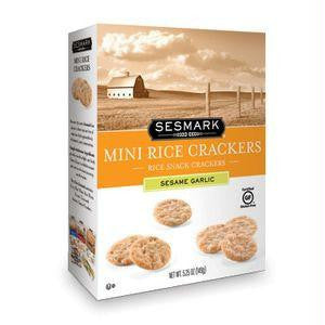 Sesmark Mini Rice Crackers, Sesame Garlic, 5.25 Oz (Pack of 6)