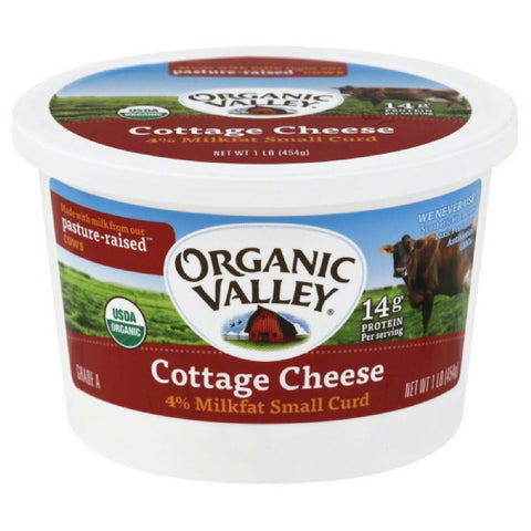 Organic Valley 4% Milkfat Small Curd Cottage Cheese, 16 Oz (Pack of 6)