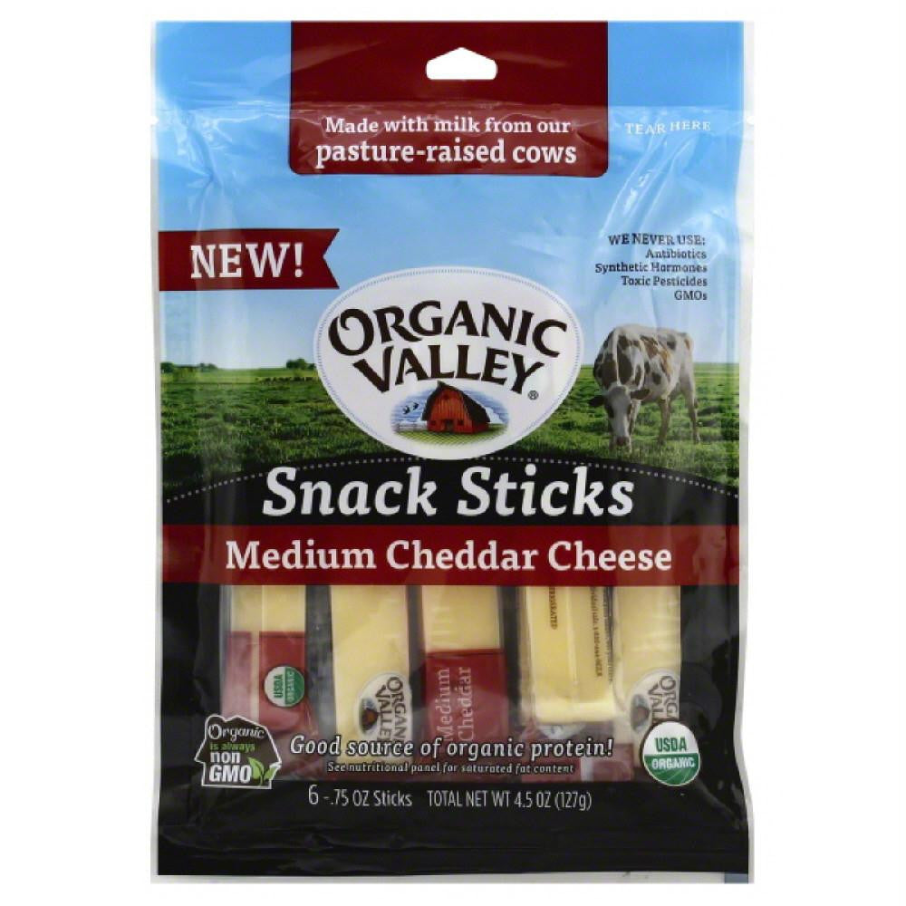 Organic Valley Medium Cheddar Cheese Snack Sticks, 0.75 Oz (Pack of 12)