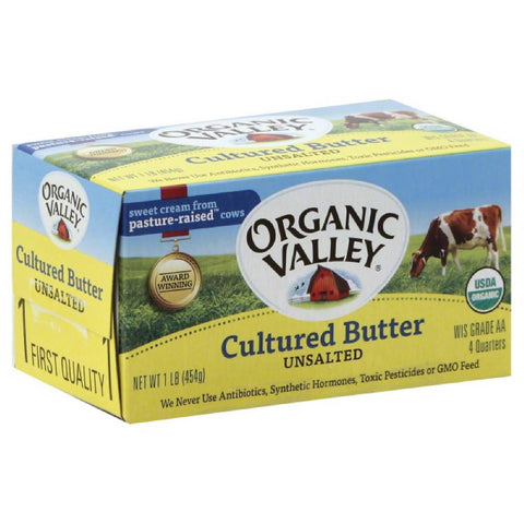 Organic Valley Unsalted Cultured Butter, 16 Oz (Pack of 15)