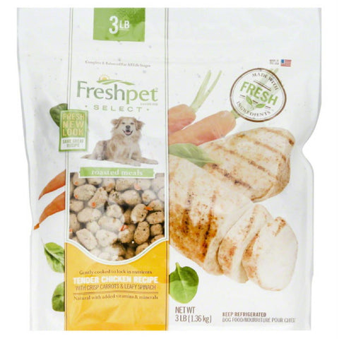 Freshpet Tender Chicken Recipe with Crisp Carrots & Leafy Spinach Dog Food, 3 Lb (Pack of 4)