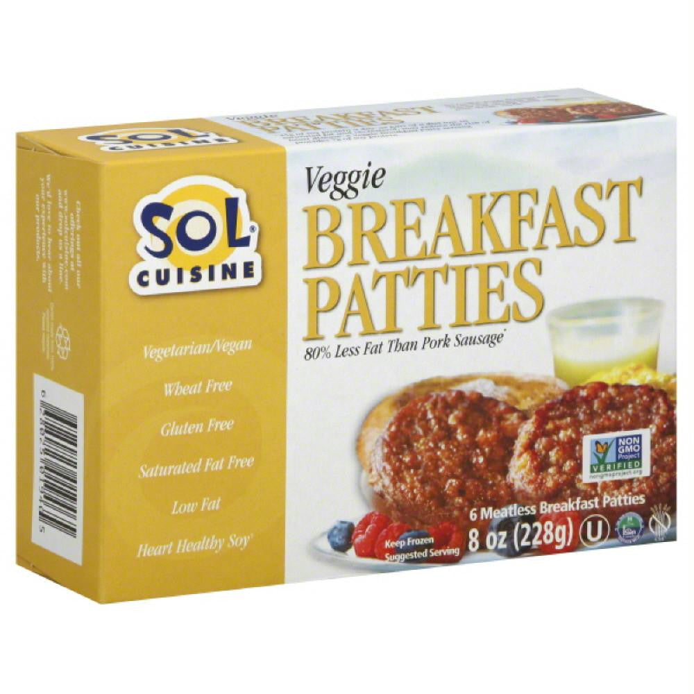 Sol Cuisine Veggie Meatless Breakfast Patties, 8 Oz (Pack of 12)