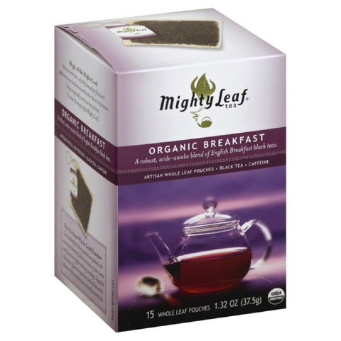 Mighty Leaf Artisan Whole Leaf Pouches Organic Breakfast Black Tea, 15 Bg (Pack of 6)