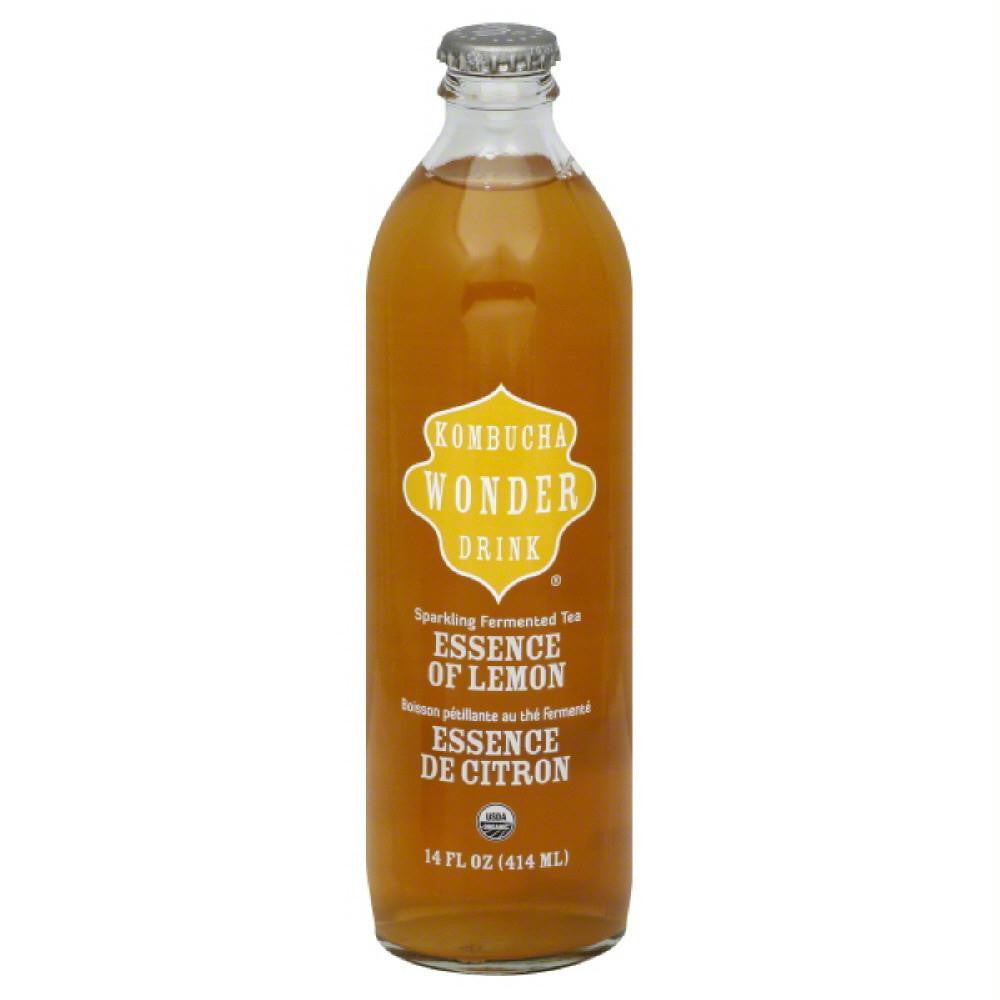 Kombucha Wonder Drink Essence of Lemon Sparkling Fermented Tea, 14 Oz (Pack of 12)