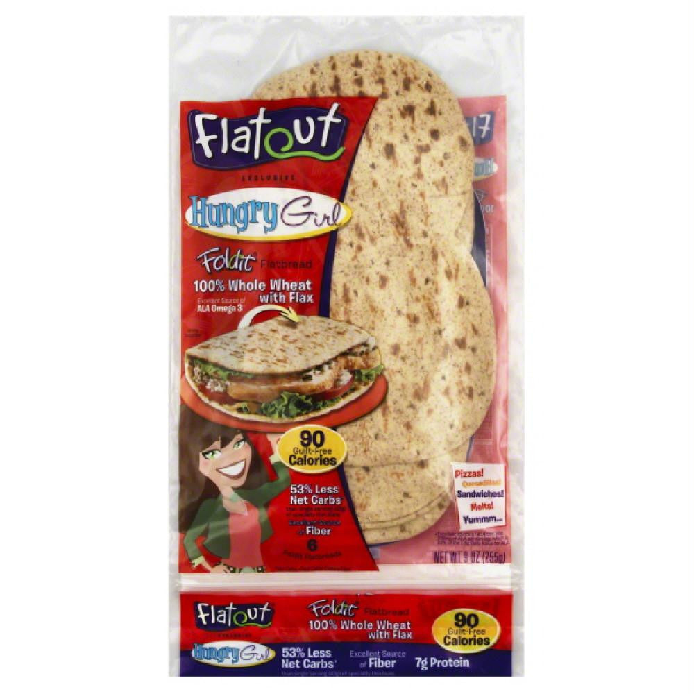 Flatout 100% Whole Wheat with Flax Flatbread, 9 Oz (Pack of 12)