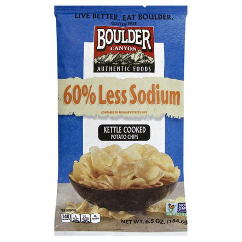 Boulder Canyon Less Sodium Kettle Cooked Potato Chips, 6.5 Oz (Pack of 12)