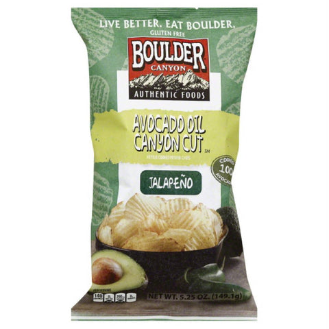 Boulder Canyon Jalapeno Avocado Oil Canyon Cut Kettle Cooked Potato Chips, 5.25 Oz (Pack of 12)