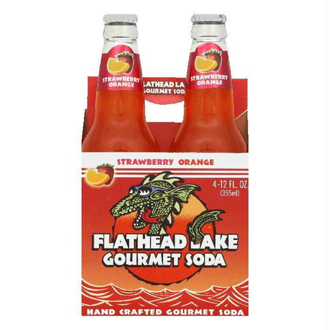 Flathead Lake Strawberry Orange Gourmet Soda, 4 ea (Pack of 6)