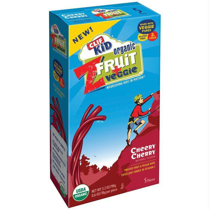 CLIF Kid ZFruit + Veggie Cheery Cherry Twisted Ropes 5 ct  (Pack of 6)