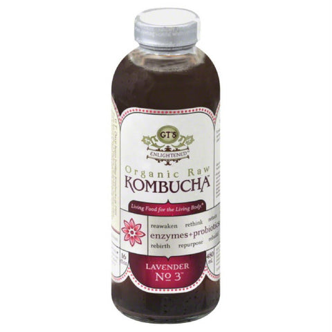 GTs Lavender No. 3 Organic Raw Kombucha, 16 Oz (Pack of 12)