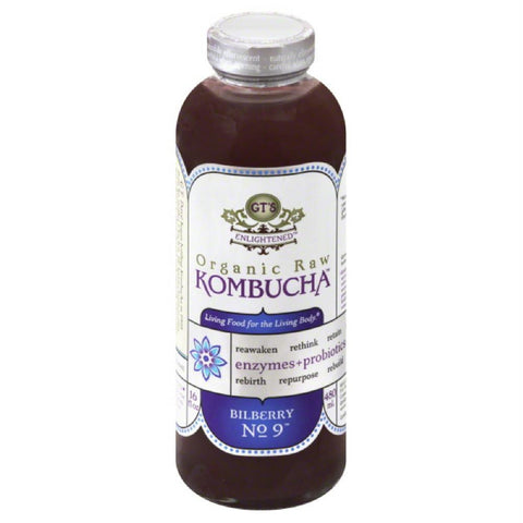 GTs Bilberry No. 9 Organic Raw Kombucha, 16 Oz (Pack of 12)