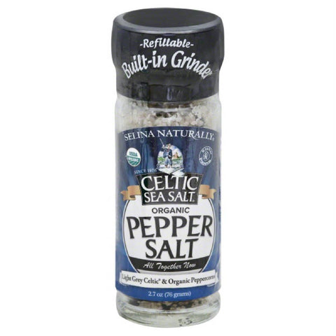 Celtic Sea Salt Built-In Grinder Organic Pepper Salt, 2.7 Oz (Pack of 6)