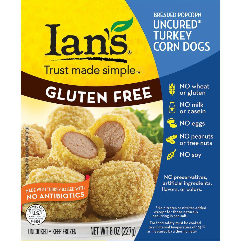 Ians Popcorn Turkey Corn Dogs , 8 Oz (Pack of 12)