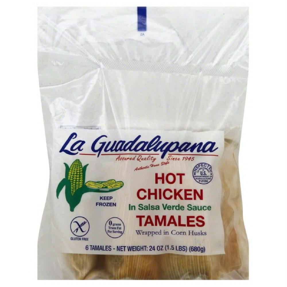 La Guadalupana Hot Chicken Tamales in Salsa Verde Sauce, 24 Oz (Pack of 8)