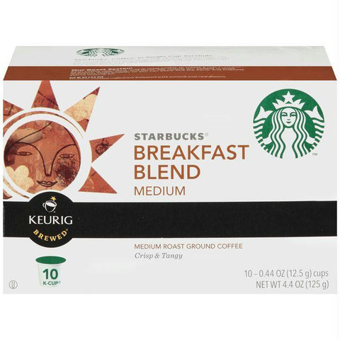 Starbucks Breakfast Blend Medium Roast Ground Coffee 10 K-Cups (Pack of 6)