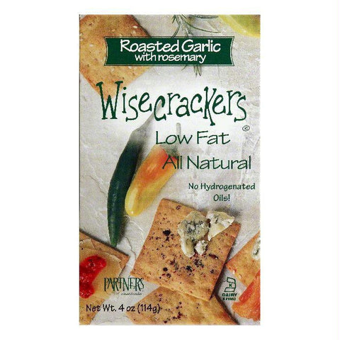 Partners Roasted Garlic with Rosemary Wisecrackers, 4 OZ (Pack of 6)